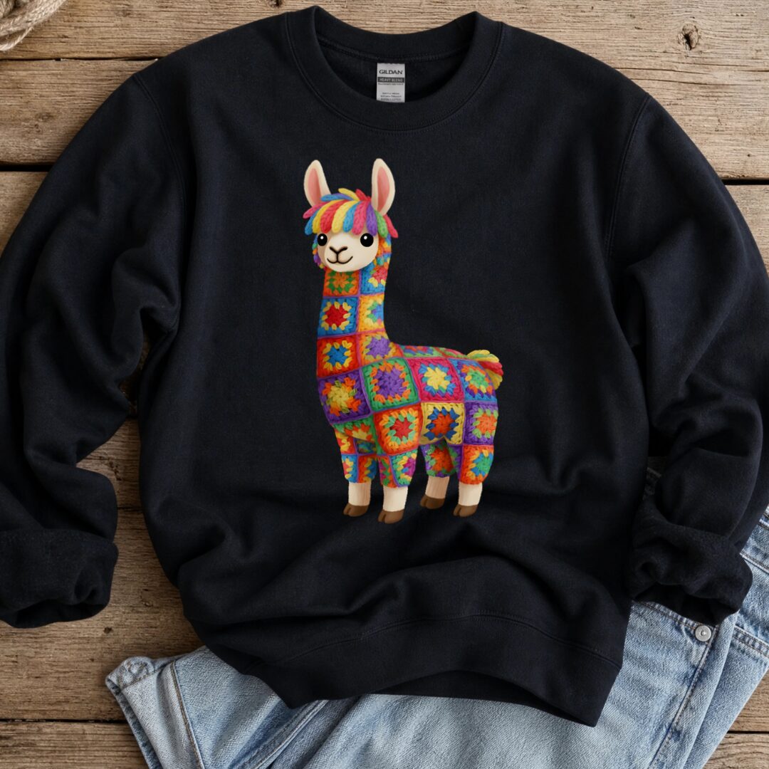 Crochet Alpaca Sweatshirt Black t-shirt