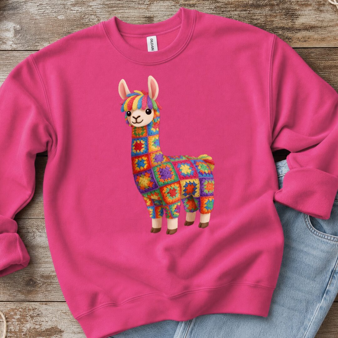 Crochet Alpaca Sweatshirt Bright Pink t-shirt
