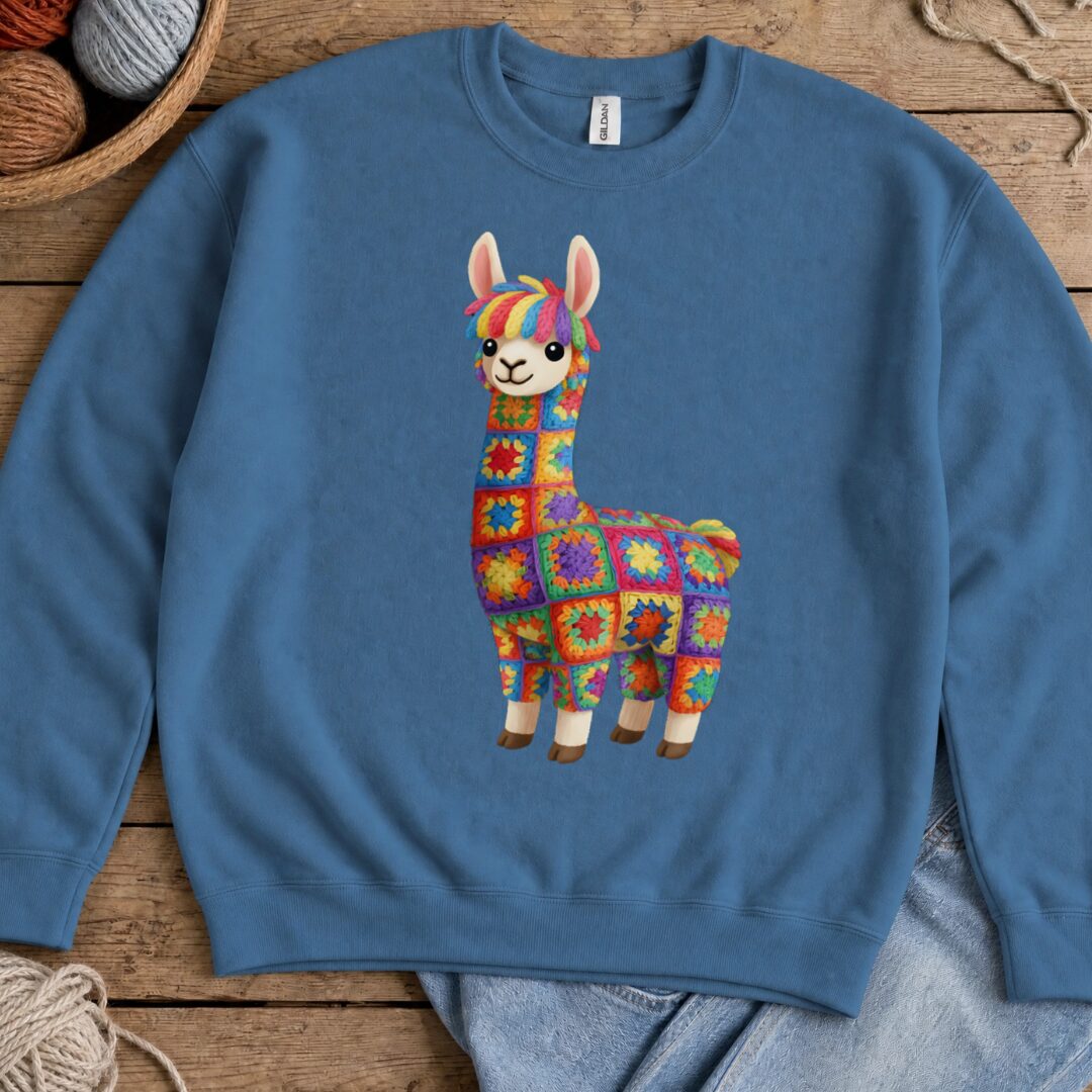 Crochet Alpaca Sweatshirt Indigo Blue t-shirt