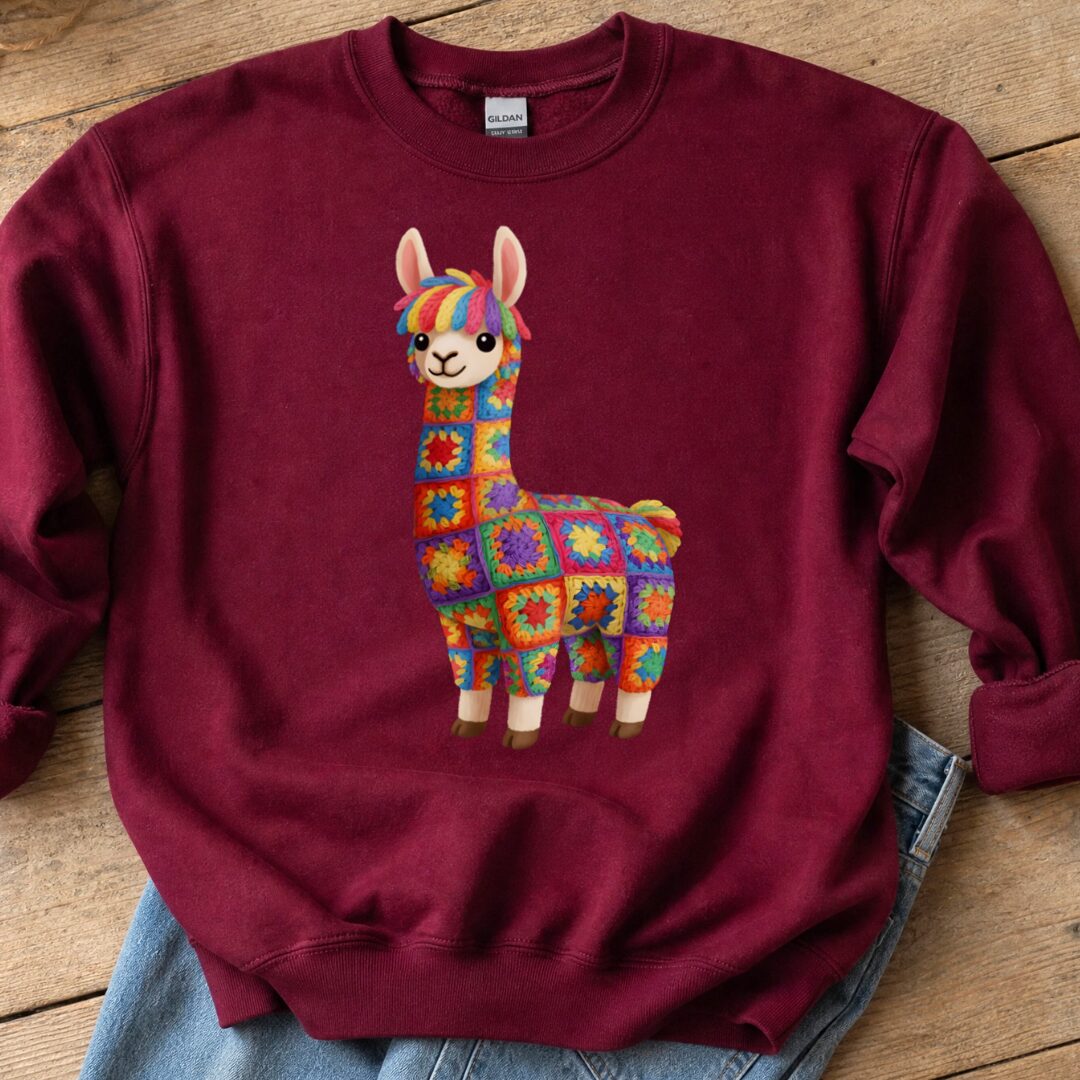 Crochet Alpaca Sweatshirt Maroon t-shirt