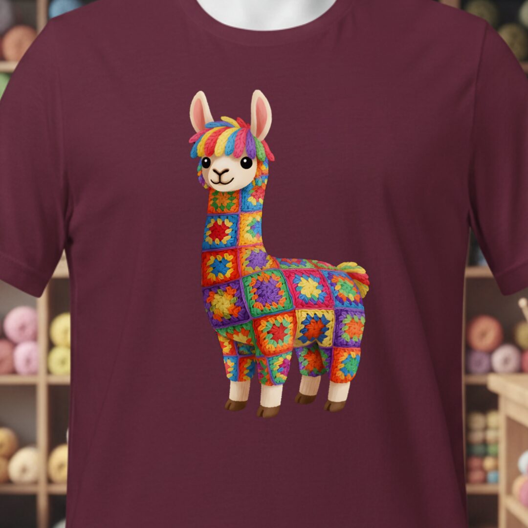 Crochet Alpaca T-Shirt Maroon t-shirt