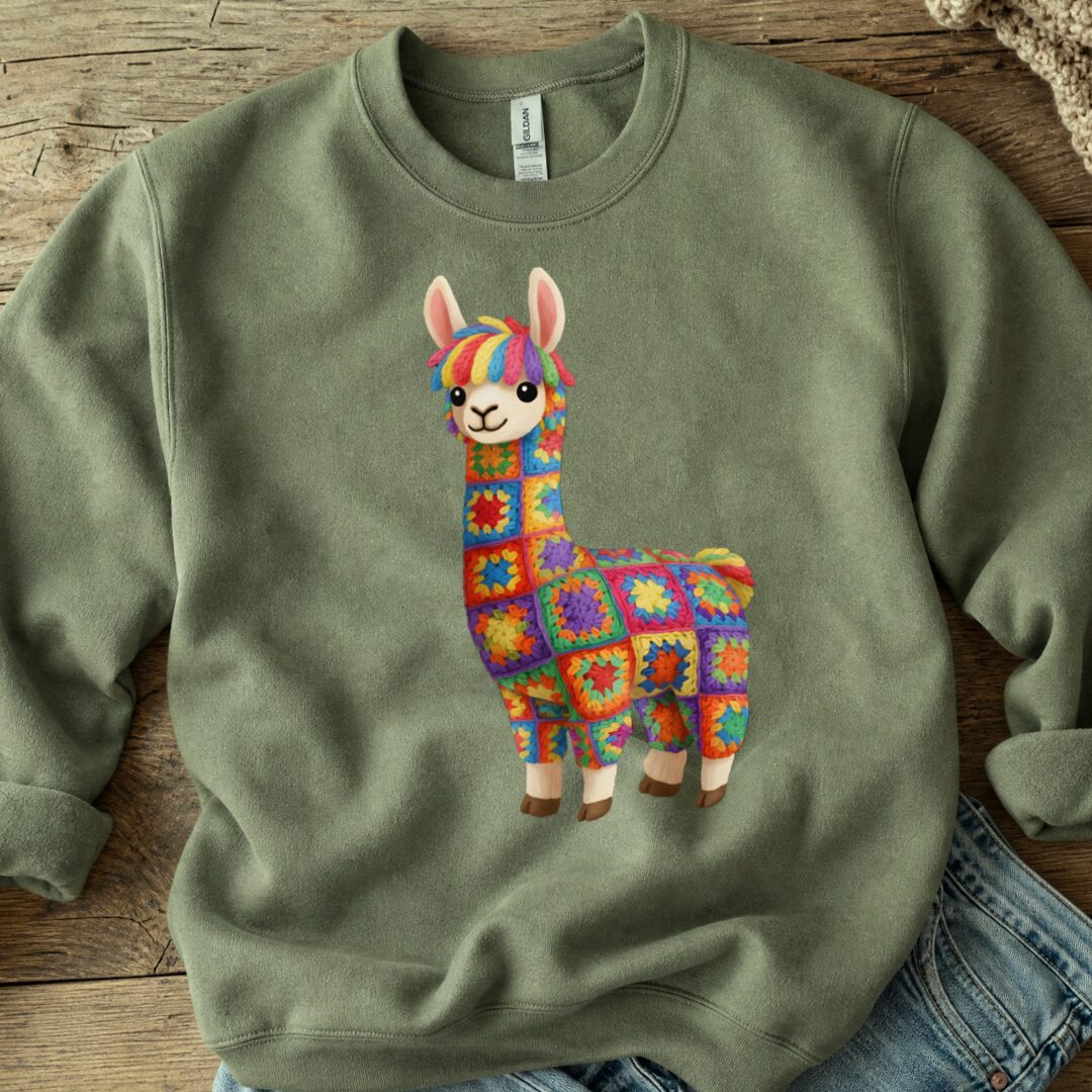 Crochet Alpaca Sweatshirt Military Green t-shirt