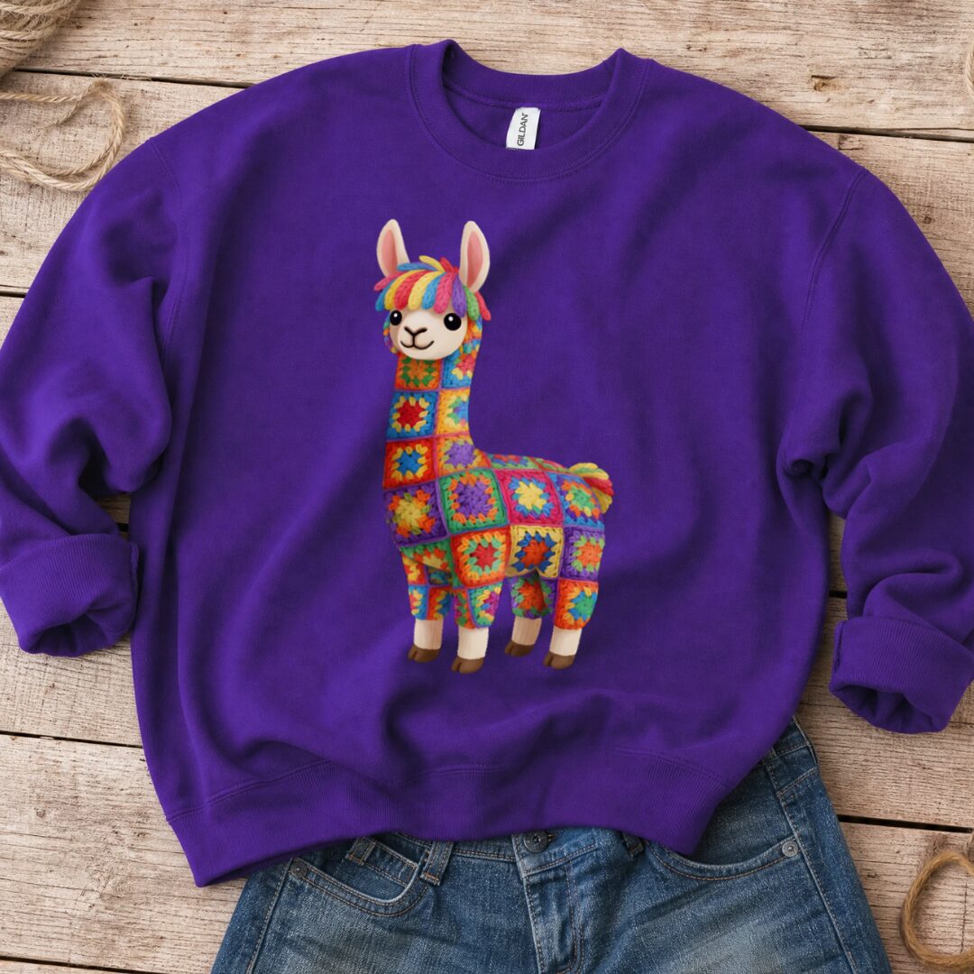 Crochet Alpaca Sweatshirt Purple t-shirt