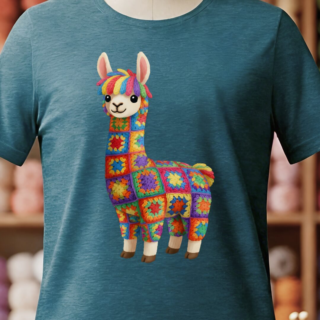 Crochet Alpaca T-Shirt Teal Blue t-shirt