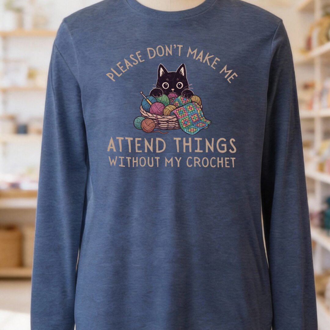 Crochet Attend Things Heather Navy Long Sleeve Tee.jpg
