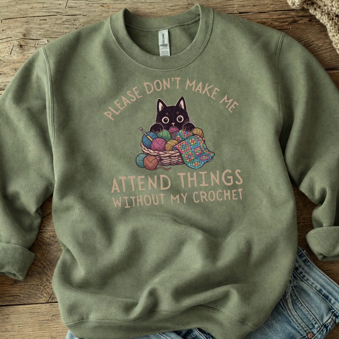 Crochet Attend Things Military Green Sweatshirt.jpg