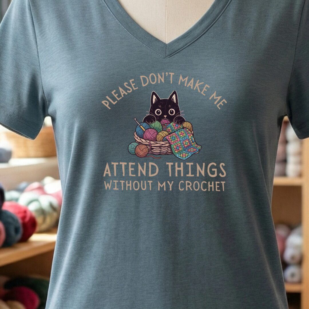 Crochet Attend Things V-Neck T-Shirt Slate t-shirt
