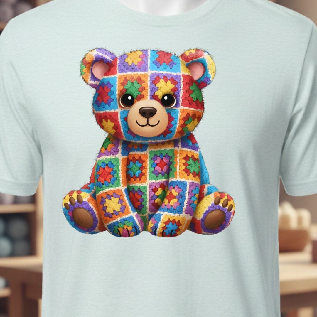 Crochet Bear T-Shirt Ice Blue t-shirt