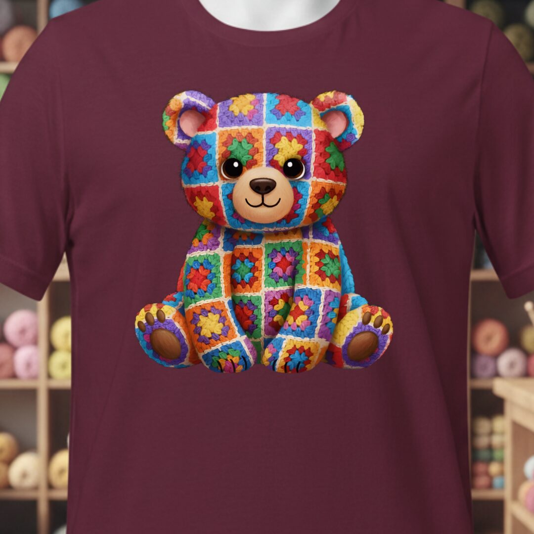 Crochet Bear T-Shirt Maroon t-shirt