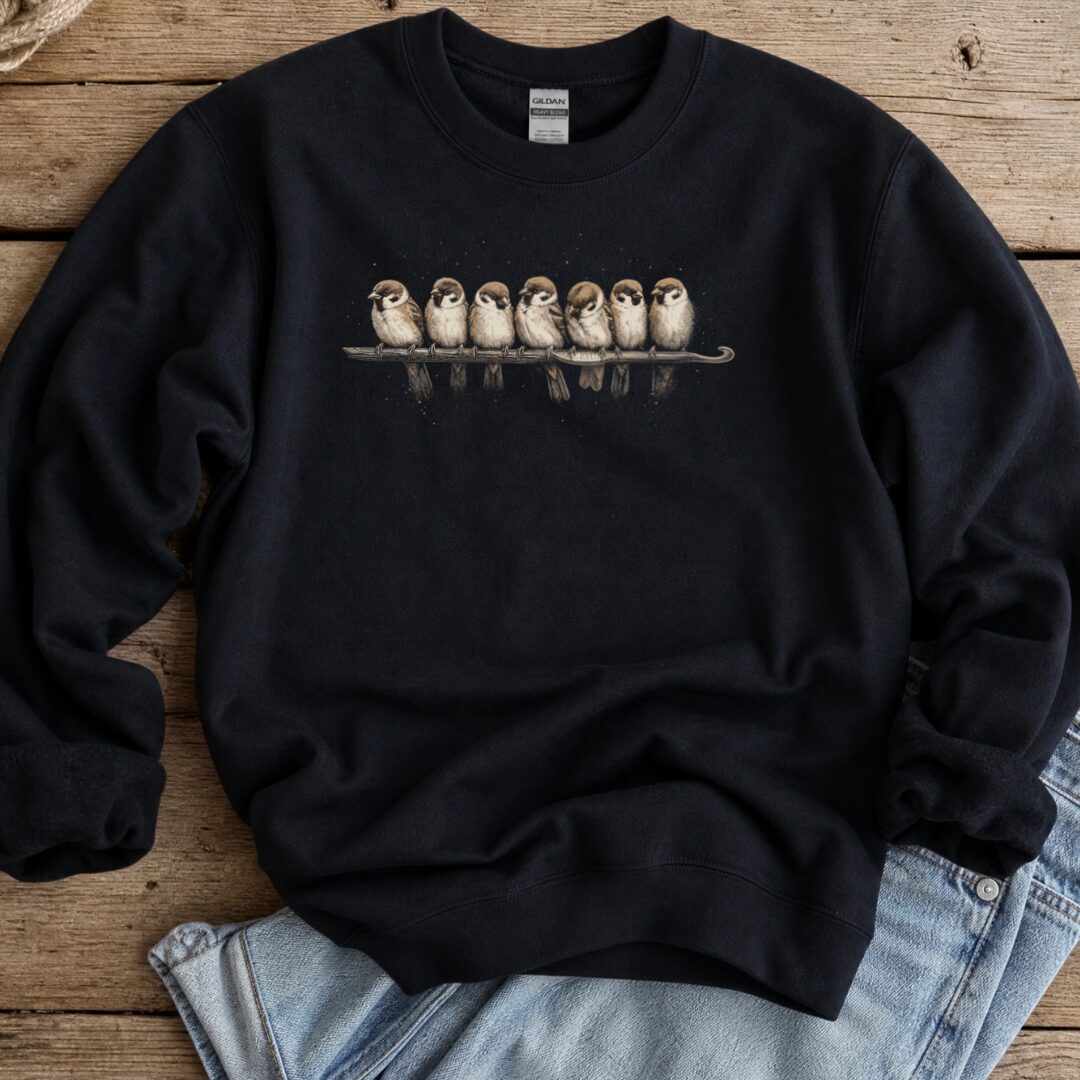 Crochet Birds Sweatshirt Black t-shirt