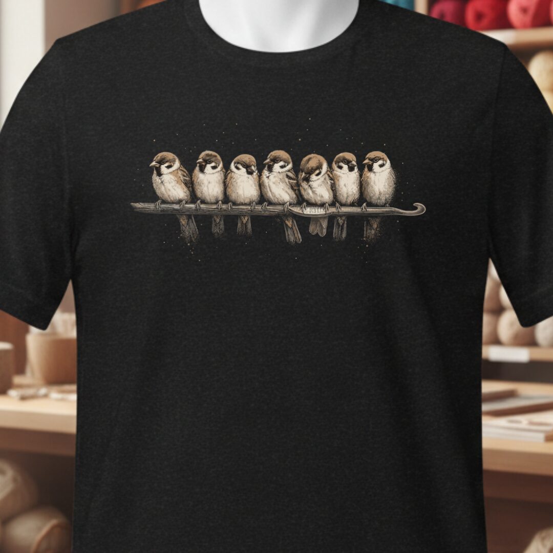 Crochet Birds T-Shirt Black t-shirt