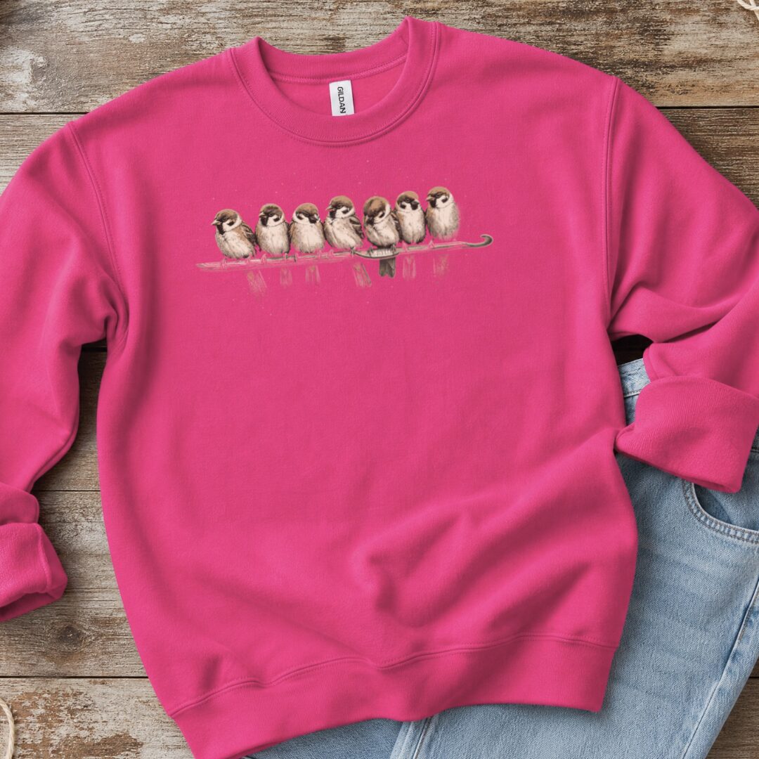 Crochet Birds Sweatshirt Bright Pink t-shirt