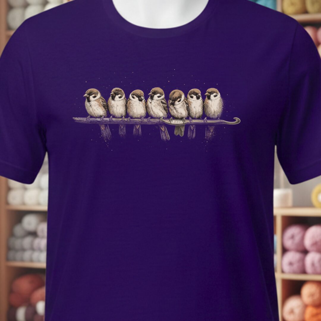 Crochet Birds T-Shirt Purple t-shirt
