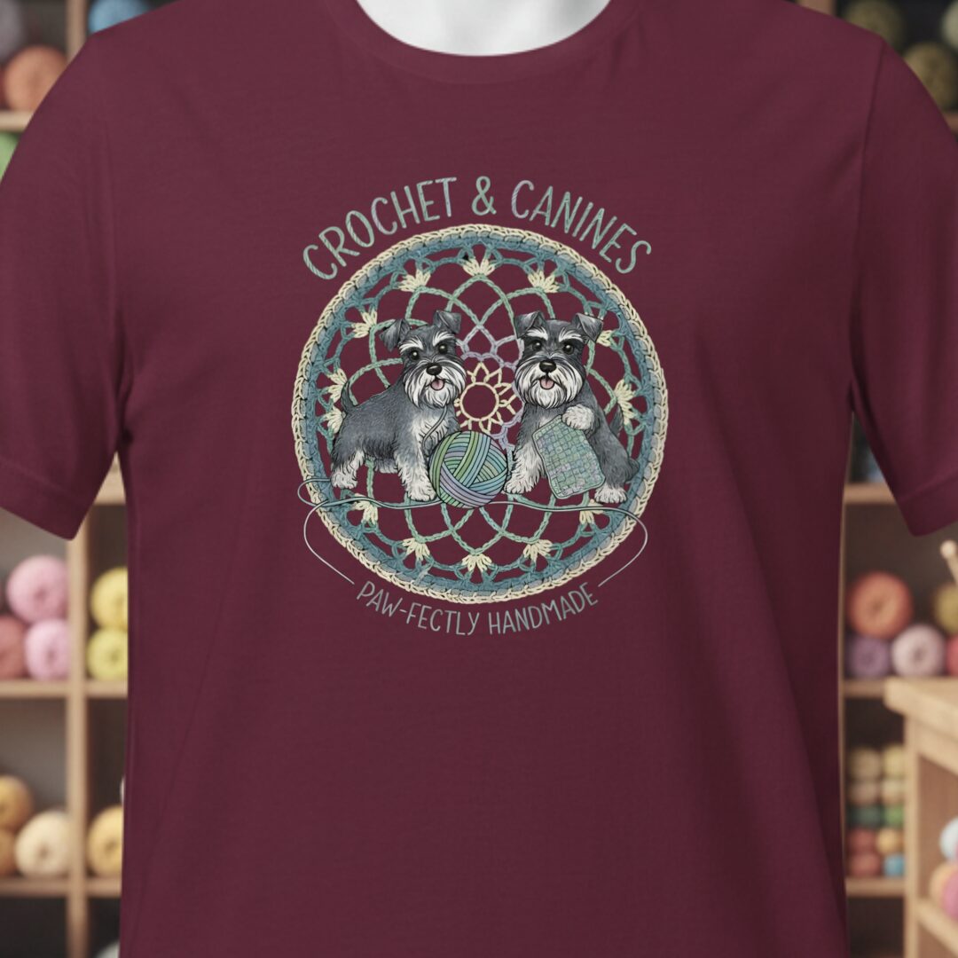 Crochet & Canines T-Shirt Maroon t-shirt