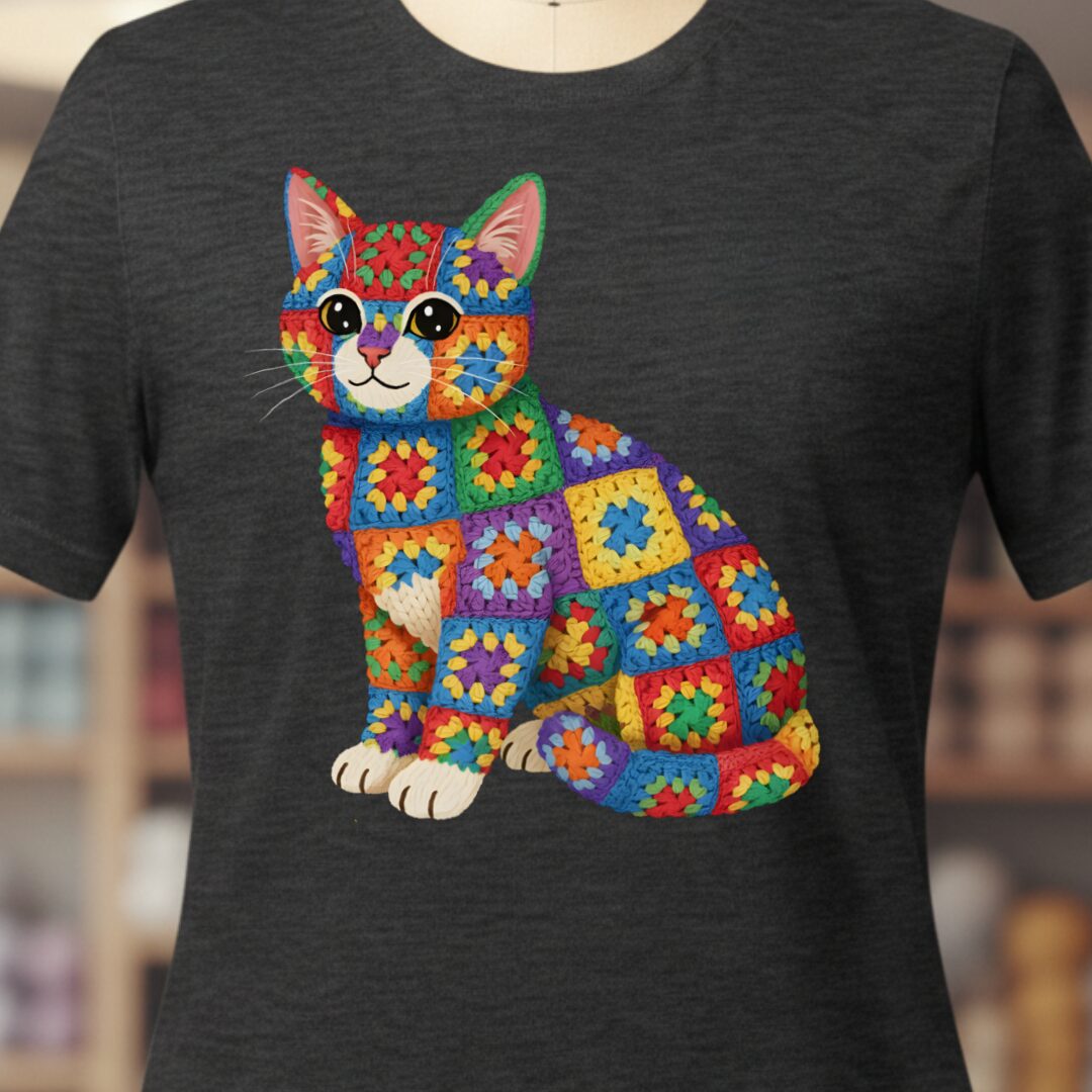 Crochet Cat T-Shirt Dark Grey t-shirt