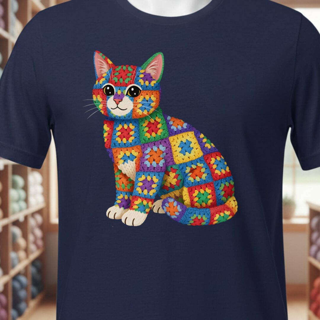 Crochet Cat T-Shirt Navy t-shirt