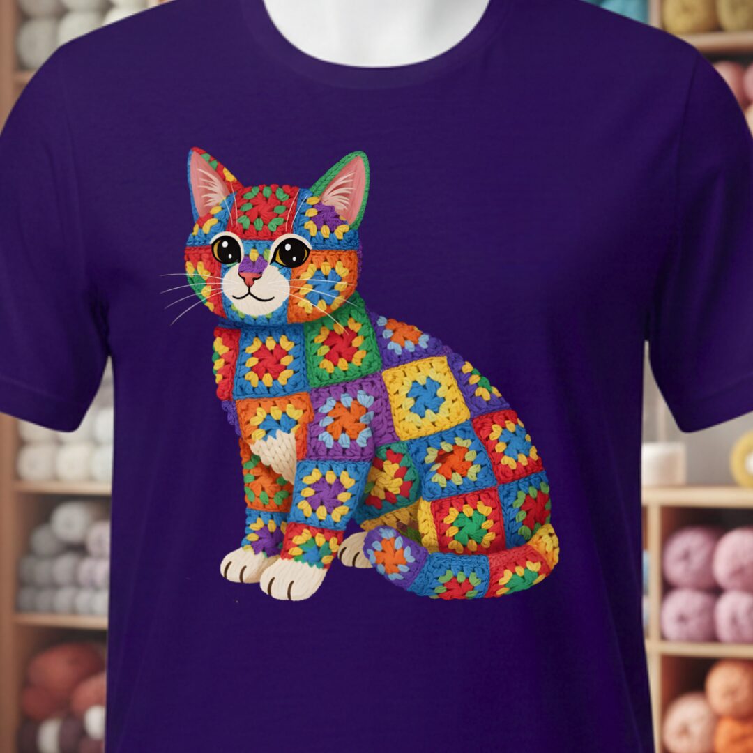 Crochet Cat T-Shirt Purple t-shirt