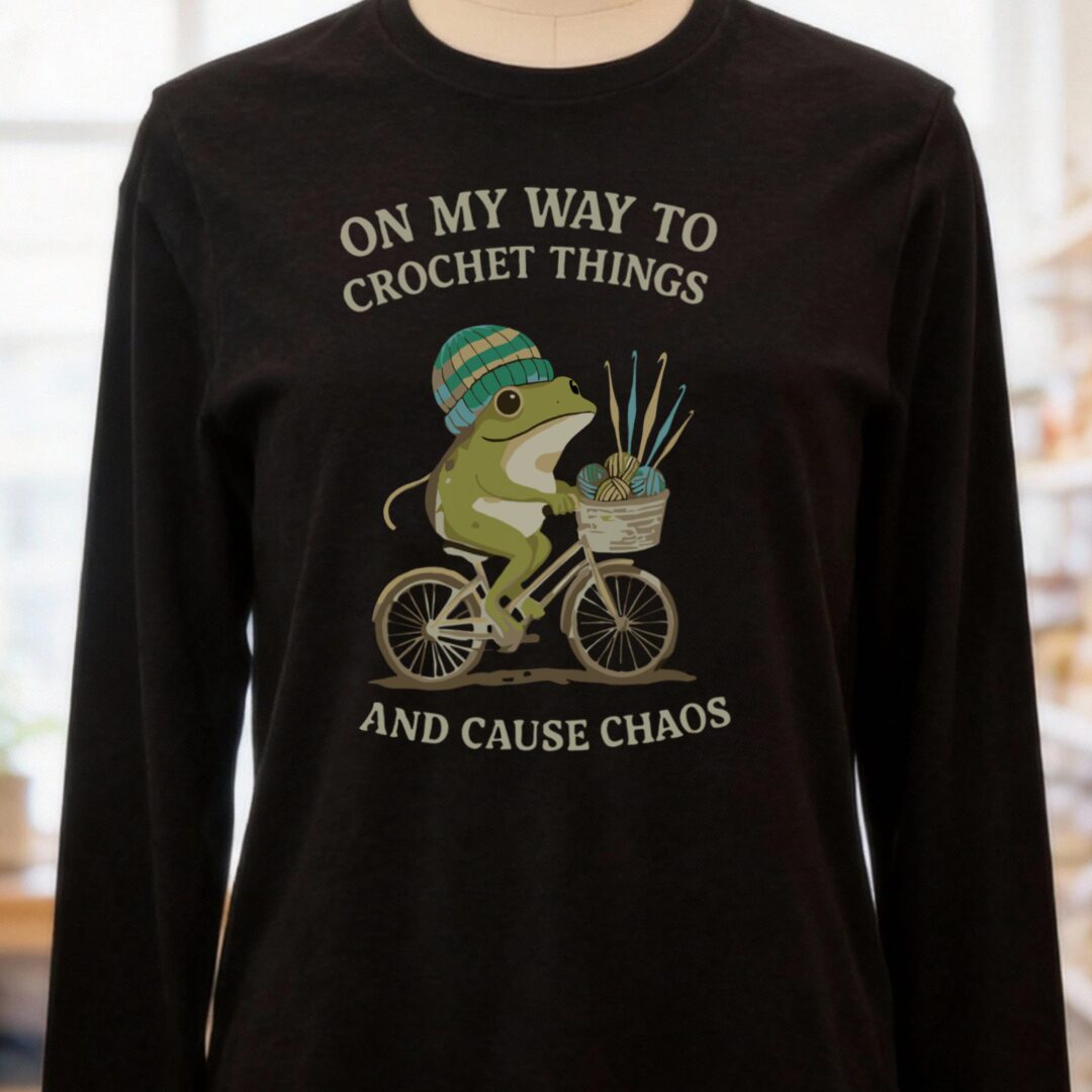 Crochet & Chaos Long Sleeve Tee Black Heather t-shirt