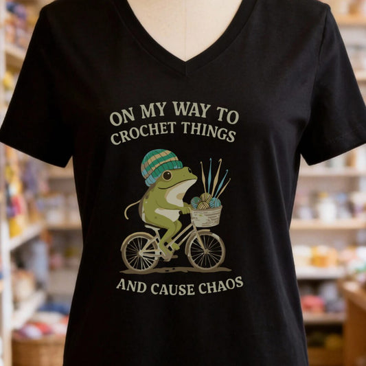 Crochet & Chaos V-Neck T-Shirt Black t-shirt