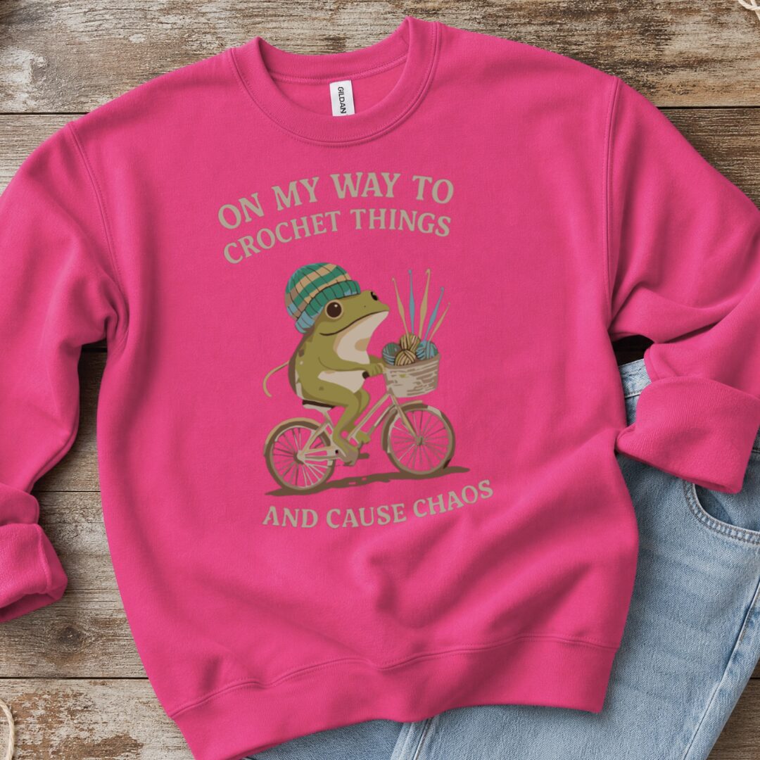 Crochet & Chaos Sweatshirt Bright Pink t-shirt