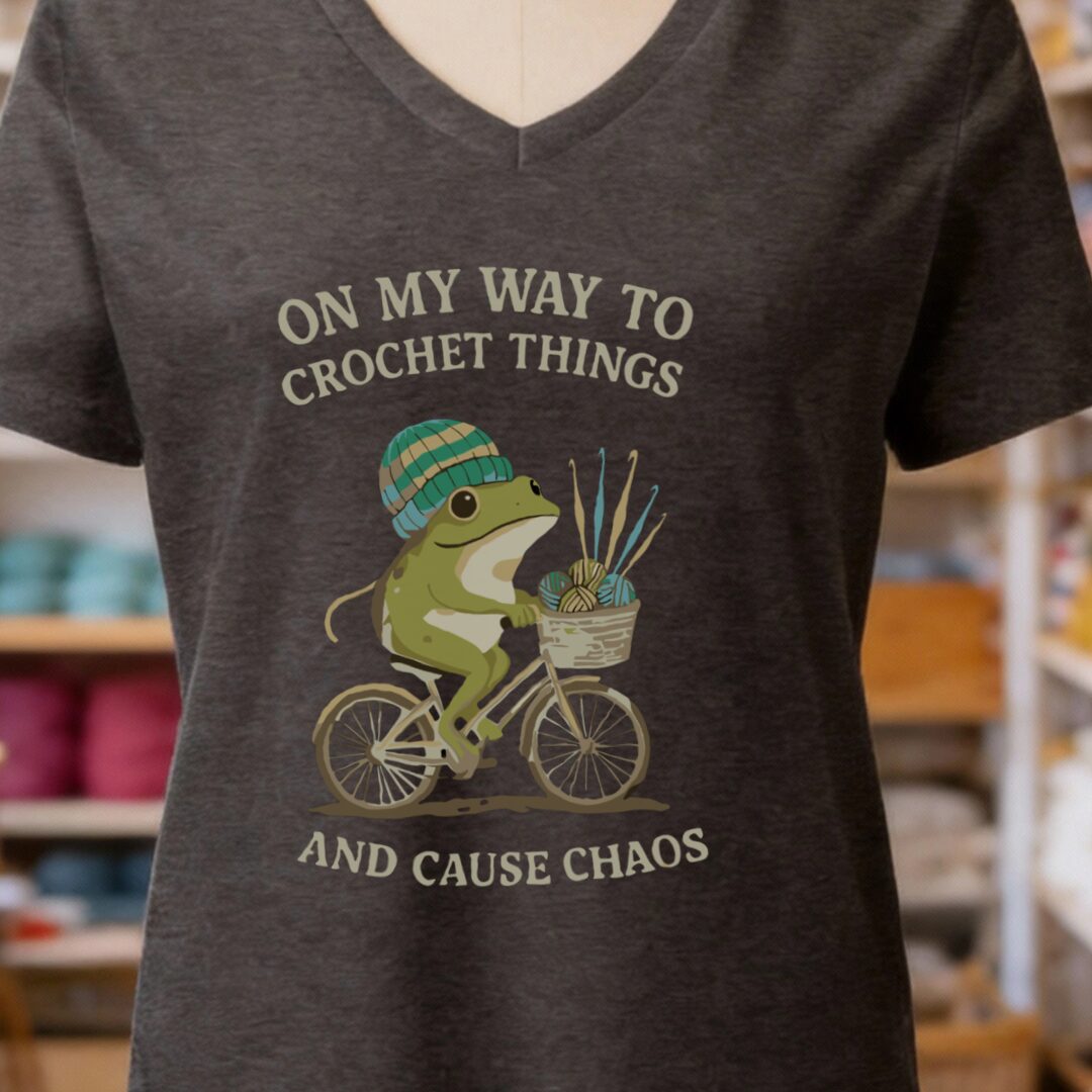 Crochet & Chaos V-Neck T-Shirt Dark Grey t-shirt
