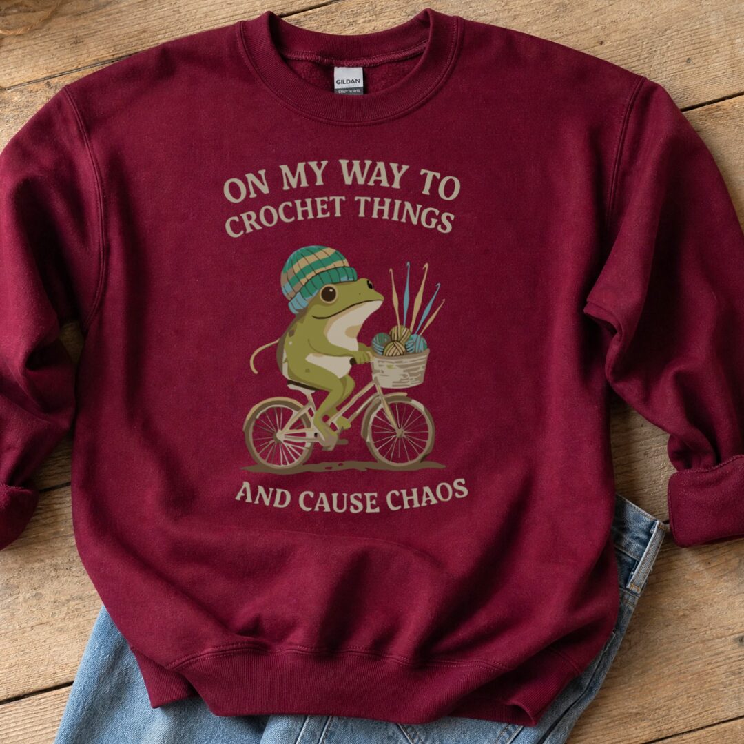 Crochet & Chaos Sweatshirt Maroon t-shirt