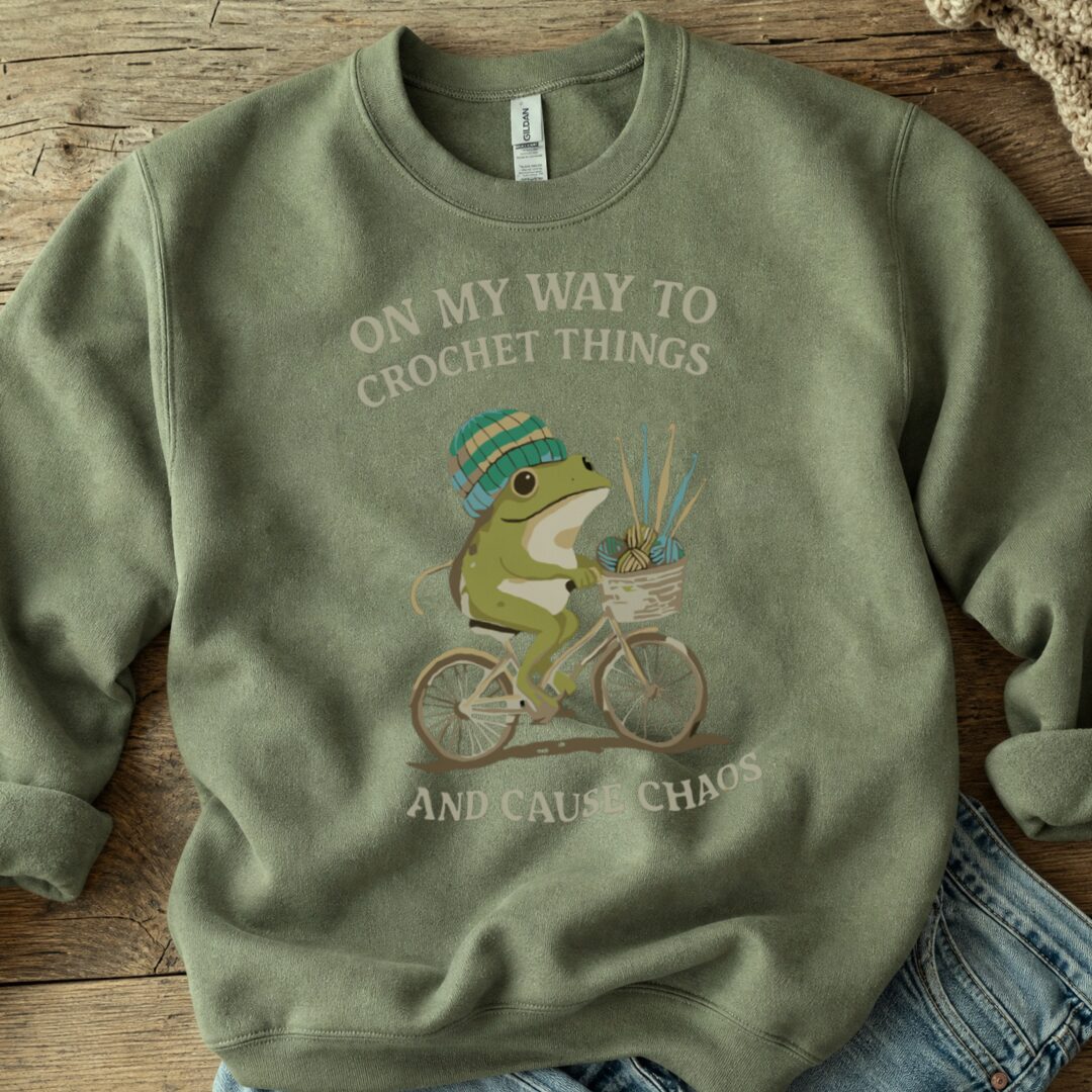 Crochet & Chaos Sweatshirt Military Green t-shirt
