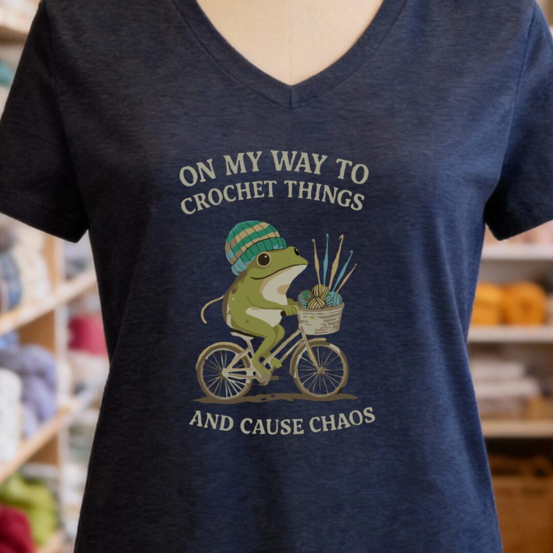 Crochet & Chaos V-Neck T-Shirt Navy t-shirt
