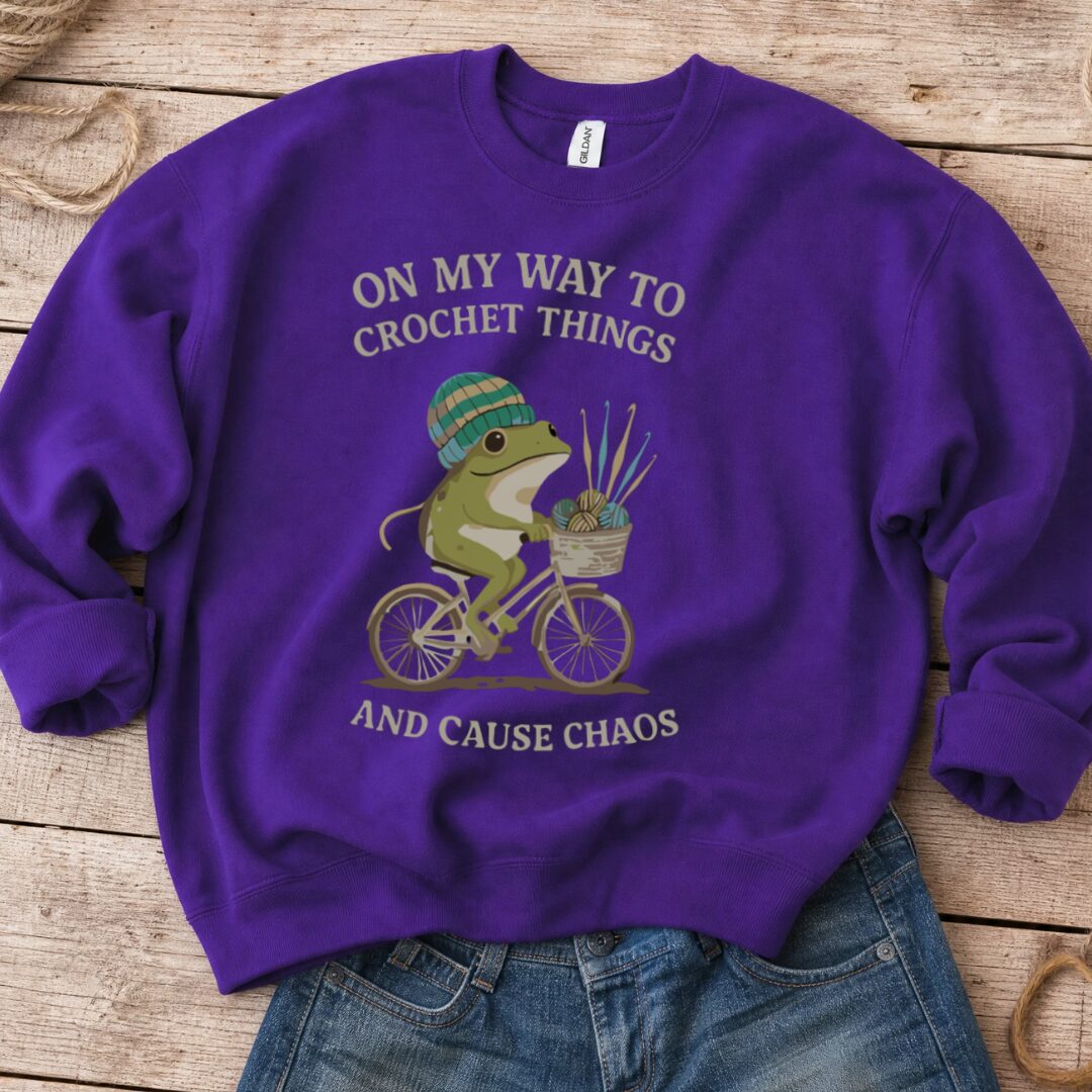 Crochet & Chaos Sweatshirt Purple t-shirt