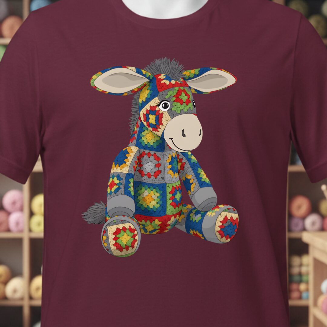 Crochet Donkey T-Shirt Maroon t-shirt