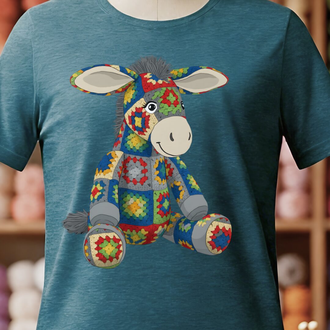 Crochet Donkey T-Shirt Teal Blue t-shirt