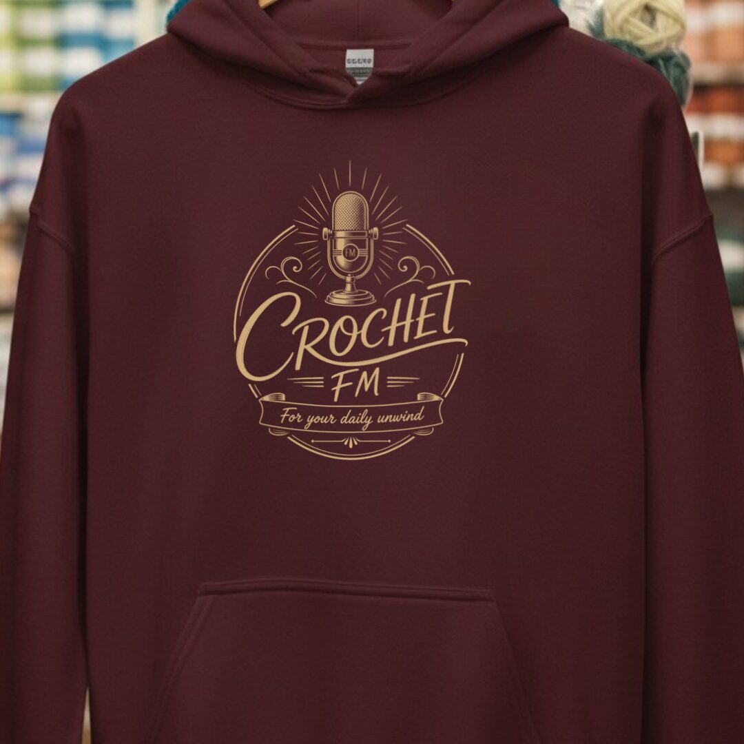 Crochet FM Hoodie Maroon t-shirt