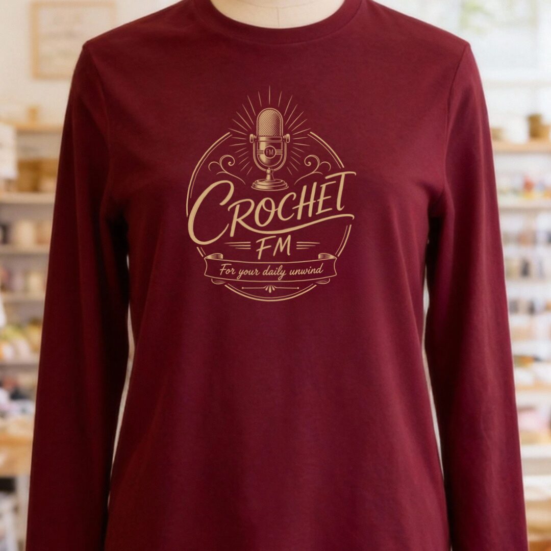 Crochet FM Long Sleeve Tee Maroon t-shirt