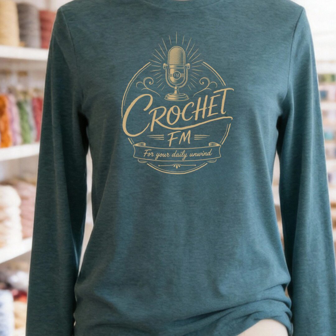 Crochet FM Long Sleeve Tee Teal Blue t-shirt