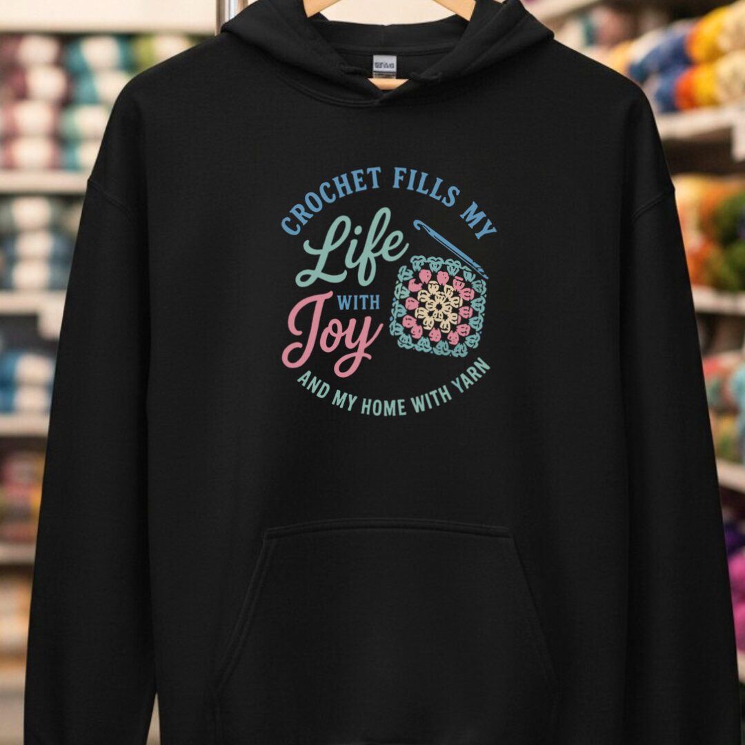 Crochet Fills My Life Black Hoodie.jpg