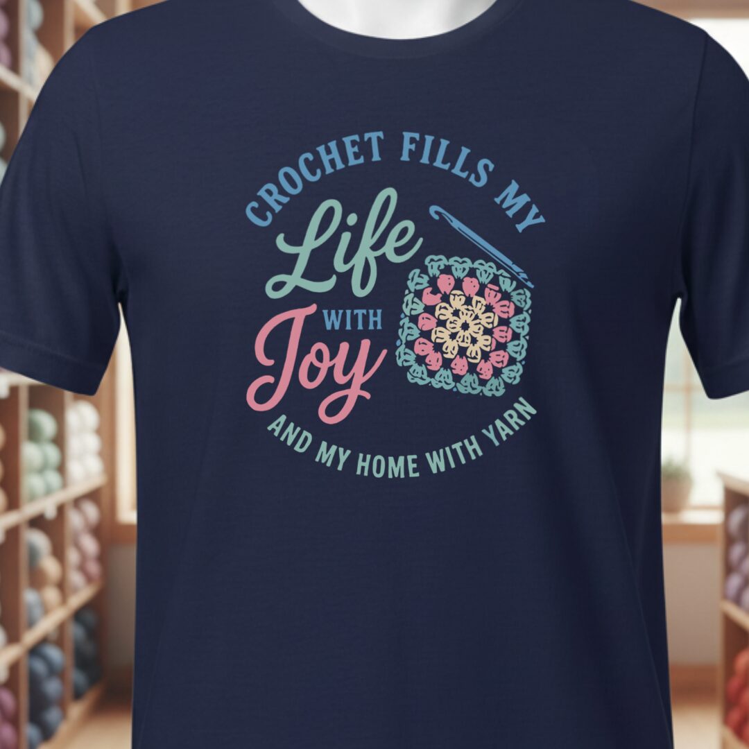Crochet Fills My Life T-Shirt Navy t-shirt