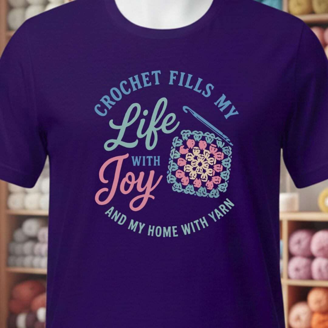 Crochet Fills My Life T-Shirt Purple t-shirt