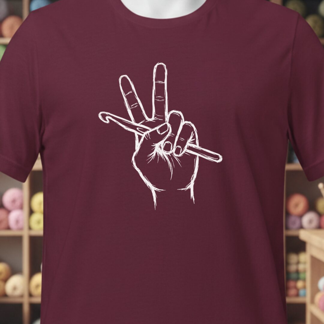 Crochet For Peace T-Shirt Maroon t-shirt