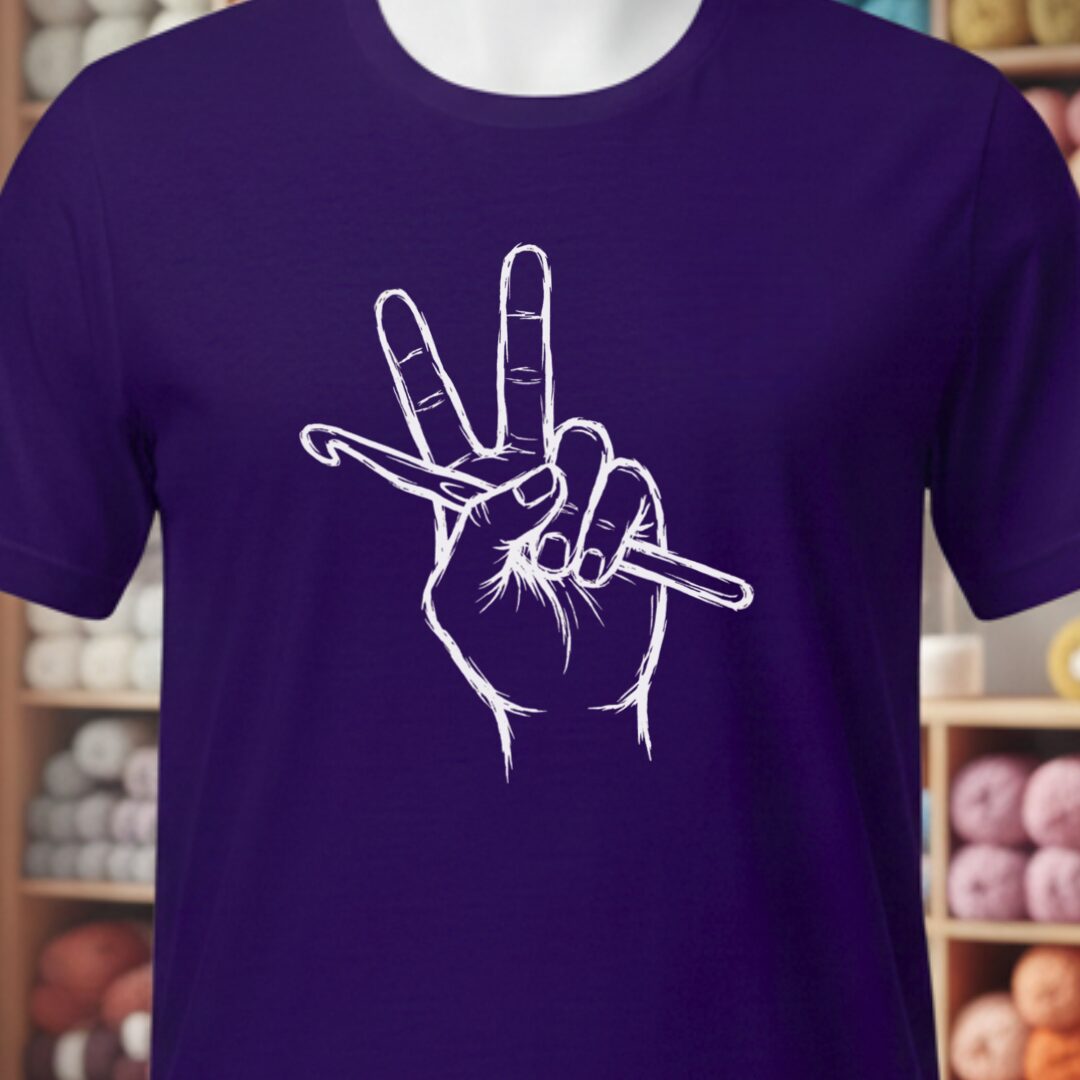 Crochet For Peace T-Shirt Purple t-shirt