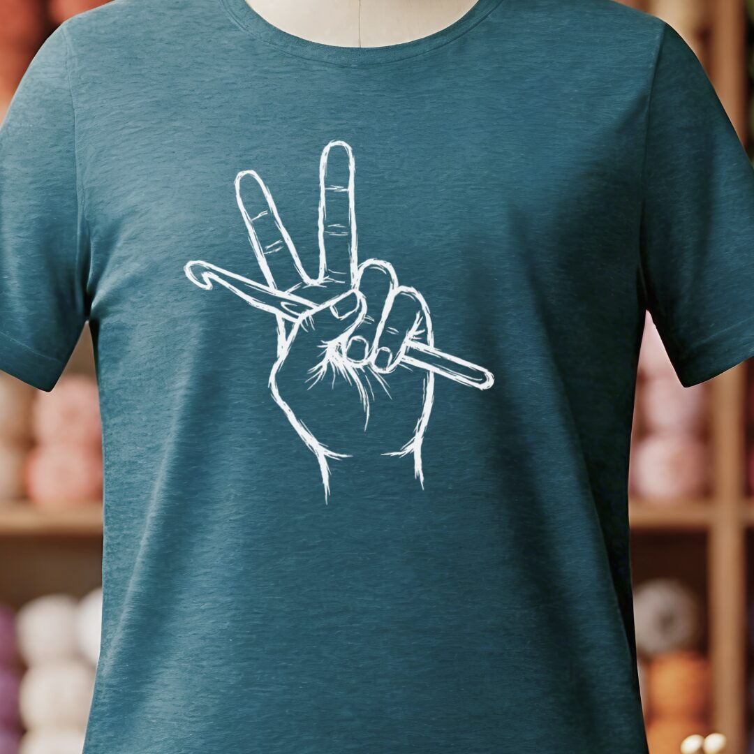 Crochet For Peace T-Shirt Teal Blue t-shirt