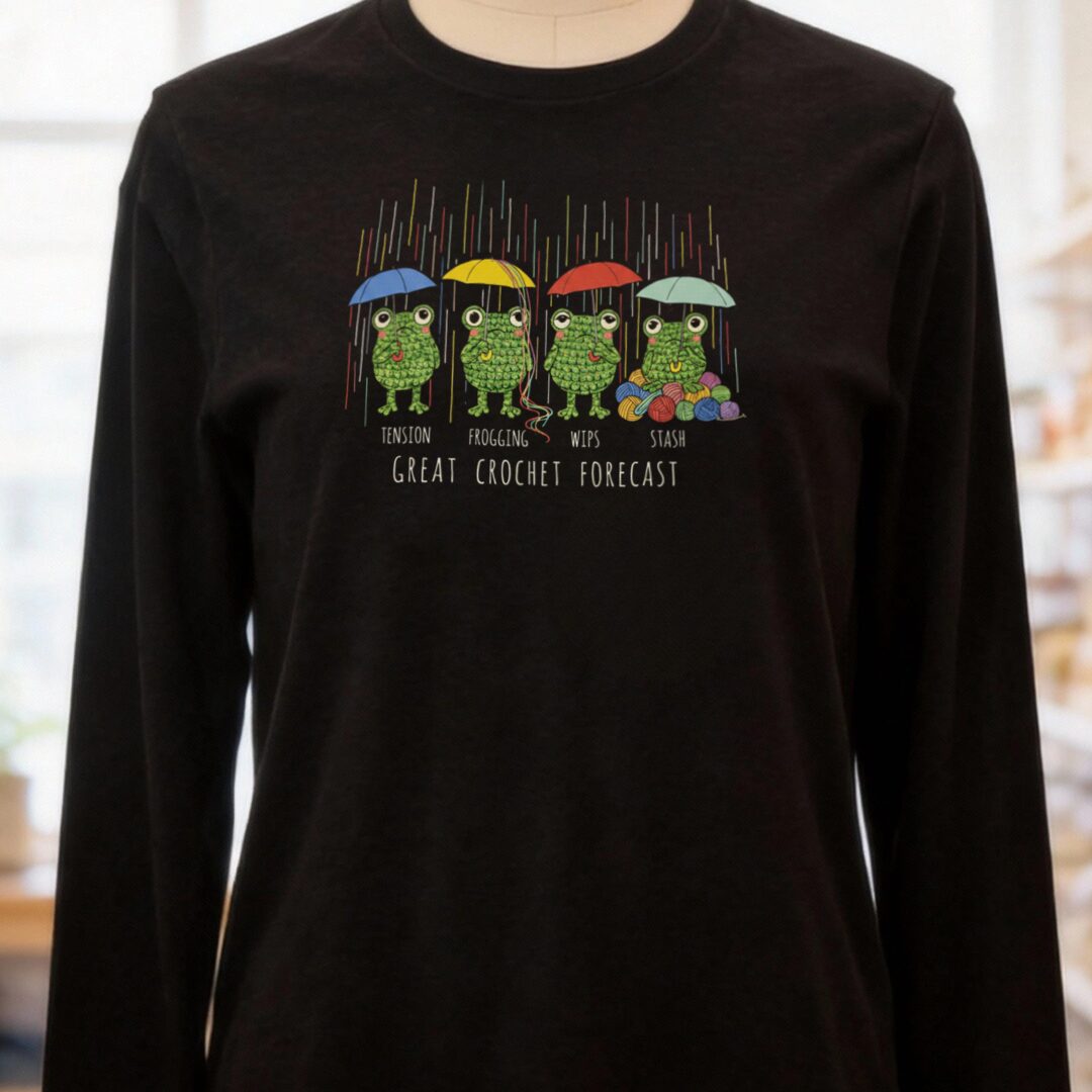 Crochet Forecast Long Sleeve Tee Black t-shirt