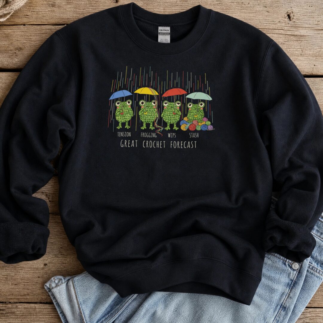 Crochet Forecast Sweatshirt Black t-shirt