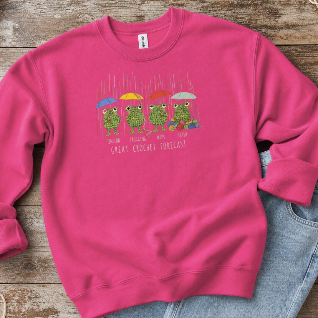 Crochet Forecast Sweatshirt Bright Pink t-shirt