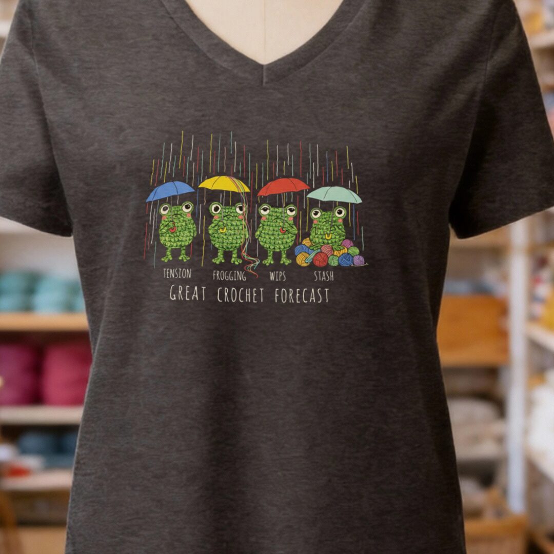 Crochet Forecast V-Neck T-Shirt Dark Grey t-shirt