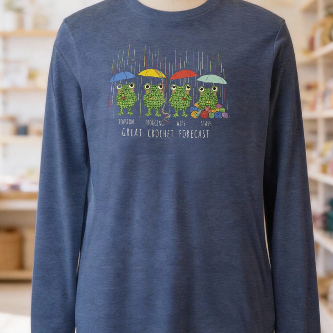 Crochet Forecast Long Sleeve Tee Navy t-shirt