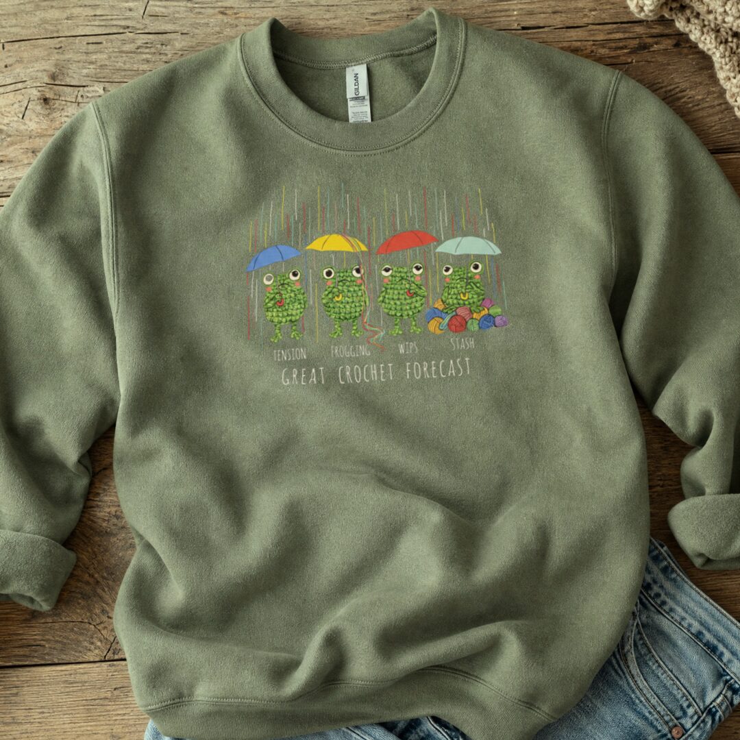 Crochet Forecast Sweatshirt Military Green t-shirt
