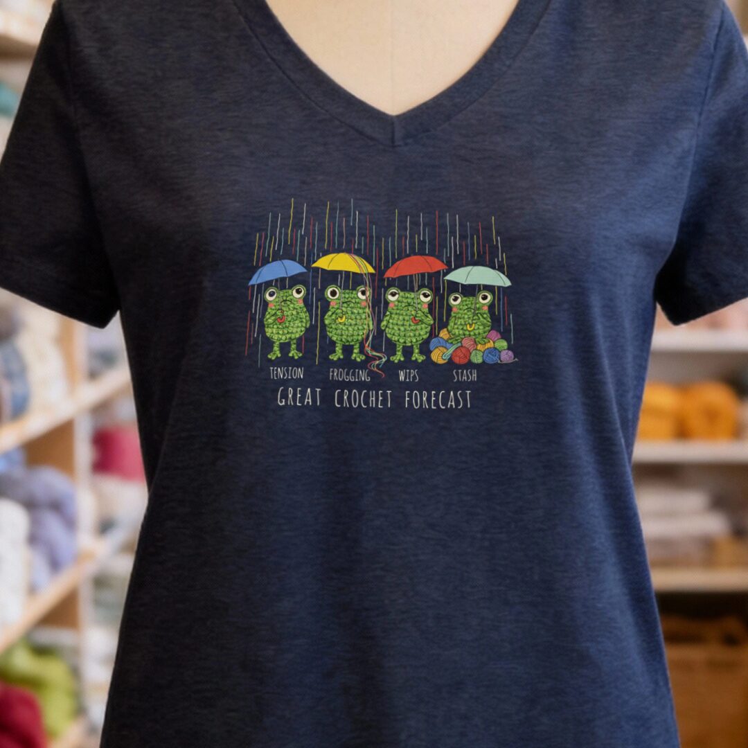 Crochet Forecast V-Neck T-Shirt Navy t-shirt