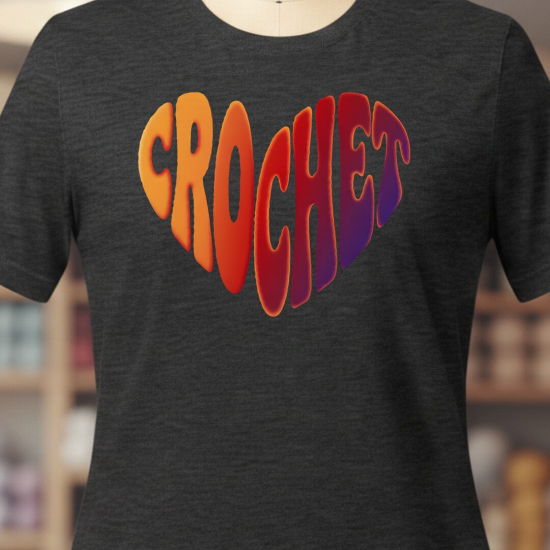 Crochet Heart Sunset T-Shirt Dark Grey t-shirt