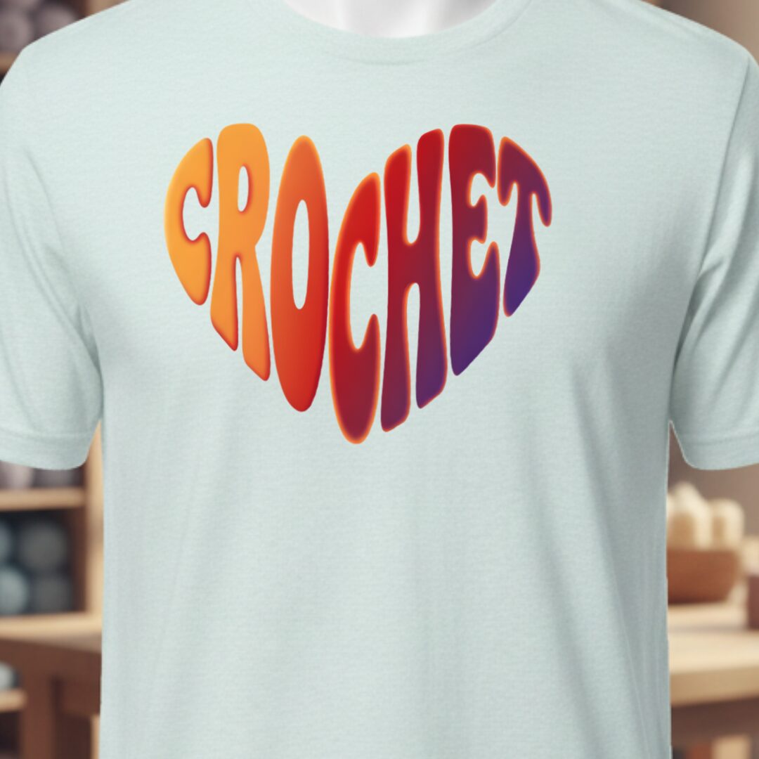 Crochet Heart Sunset T-Shirt Ice Blue t-shirt