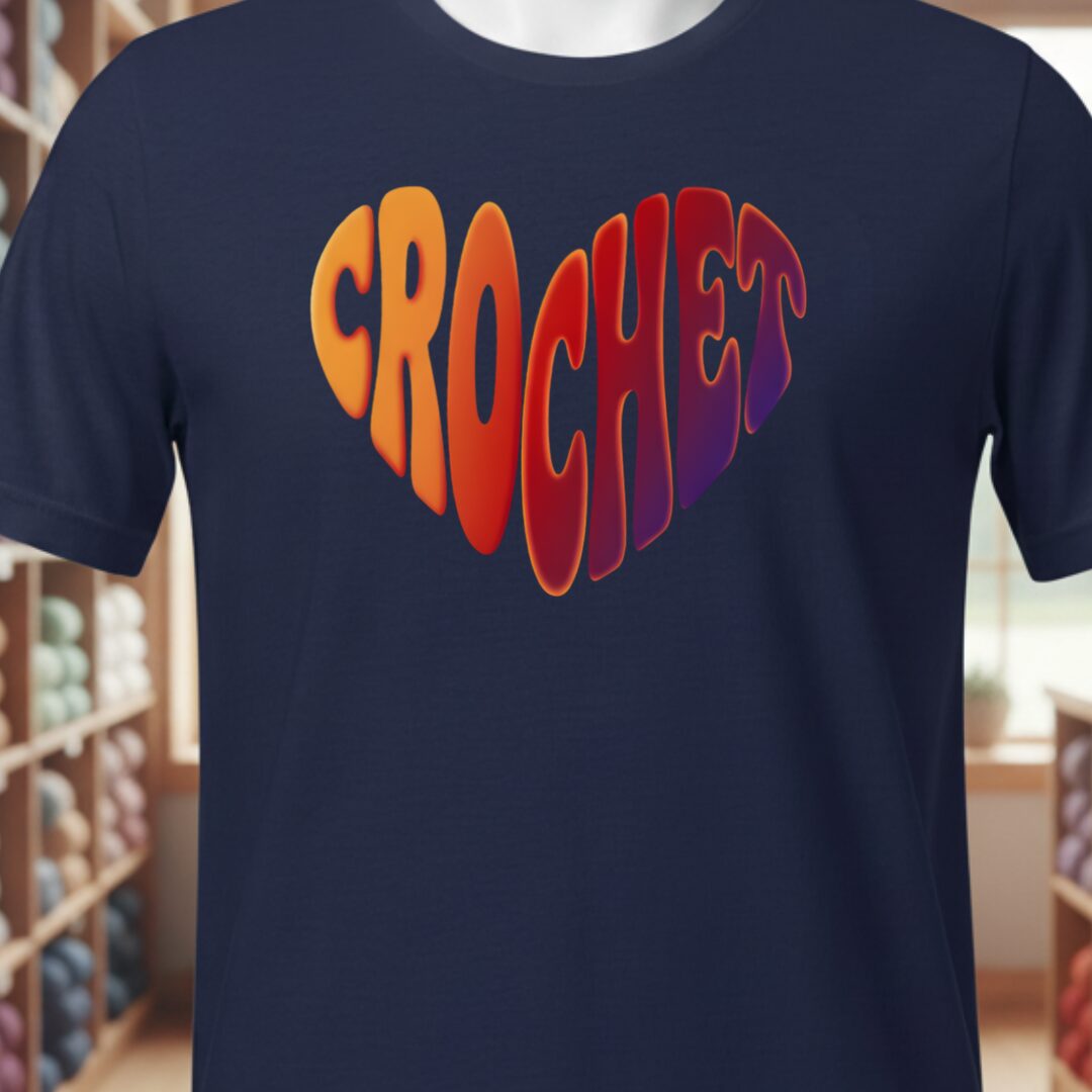 Crochet Heart Sunset T-Shirt Navy t-shirt